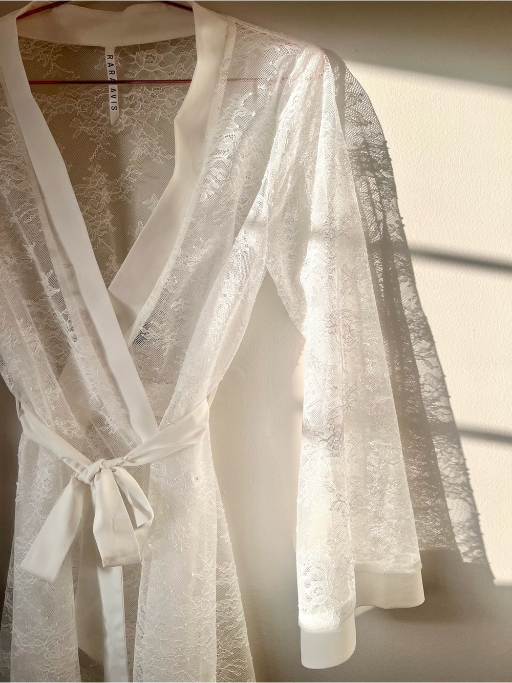 Sheer Lace Short Robe with Satin Tie - White -long Robe in another listing ❤️